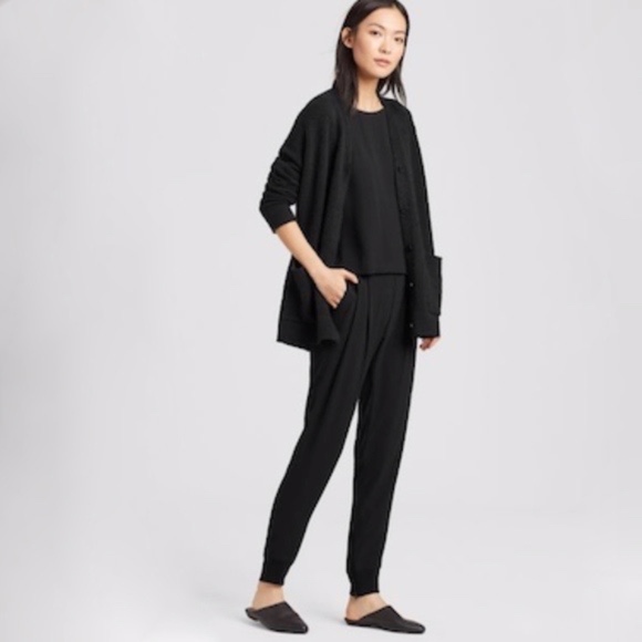 Eileen Fisher Pants - Eileen Fisher 100% Silk Slouchy Zipper Cuff Pants